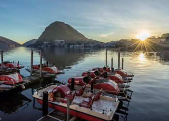 Blick auf den Luganersee am Abend 