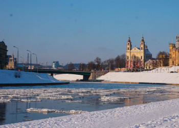 Vilnius Stadtpanorama im Winter 