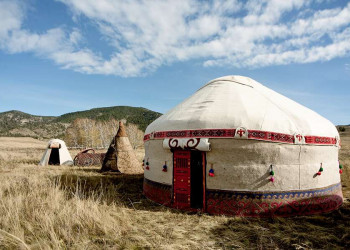 Jurte von Nomaden in der Mongolei