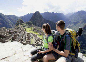Blick auf die Inkastadt Machu Picchu