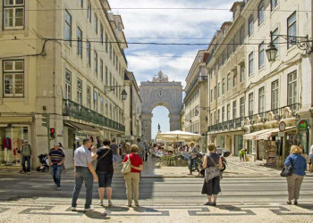 Der Triumphbogen in Lissabons Unterstadt Baixa