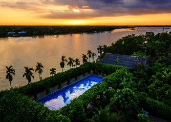Pool in der Mekong Lodge bei Cai Be in Vietnam