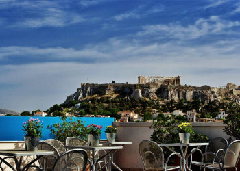 Was für ein Blick von der Dachterrasse des Hotels Arion