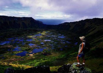 Der Vulkankrater Rano Kao bei Orongo