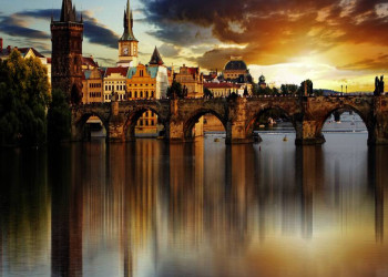 Moldaupanorama in Prag, Tschechien