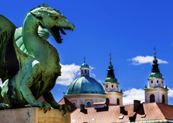 Die Drachenbrücke in Ljubljana, Slowenien