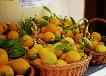 Körbe voller saftiger Orangen