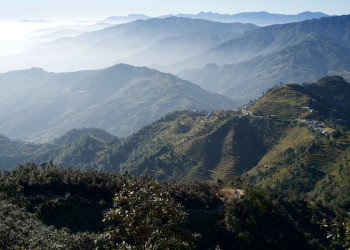 Berglandschaft mit Terrassenfeldern