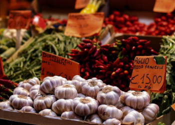 Marktstand mit sonnengereiftem Gemüse