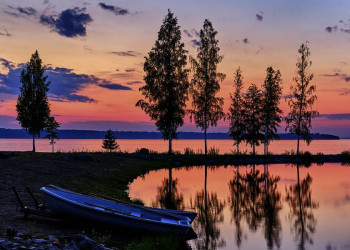 Abendlicht am Seeufer nahe Tampere