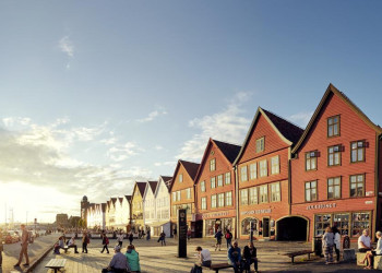 Das historische Holzhausviertel Bryggen in Bergen