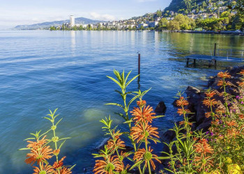Blick auf Montreux am Genfer See