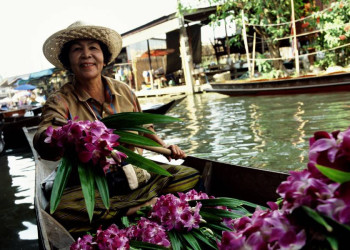 Duftende Blumen in den Kanälen von Bangkok